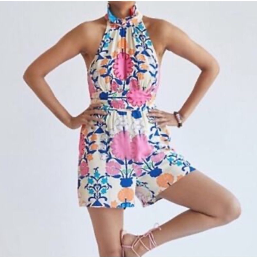 NWT Anthropologie Plenty by Tracy Reese Ruffled Floral Romper Size M